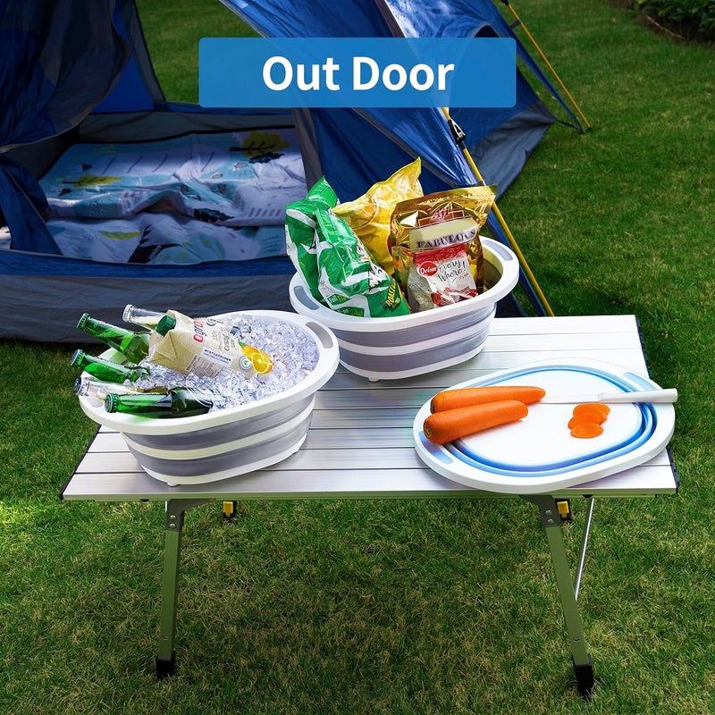 Craftend Collapsible Dishpan 7.5L Plastic Sink Dish Basin Cutting Board Foldable Food Tub for BBQ Picnic Camping Portable Washing Dishes Basket Space Saving Gray - Image 5